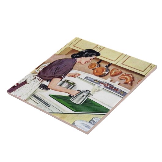 retro  keukendame tegeltje (Zijkant)