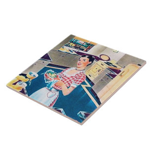 retro  keukendame tegeltje