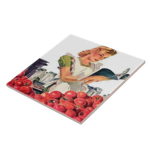 retro  keukendame tegeltje