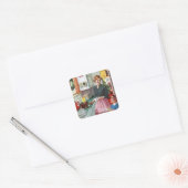 Retro  keukenliefhebbers vierkante sticker (Envelop)