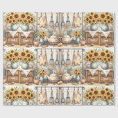 Retro Keukenplank en Zonnebloem Wrapping Paper Cadeaupapier (Vlak)
