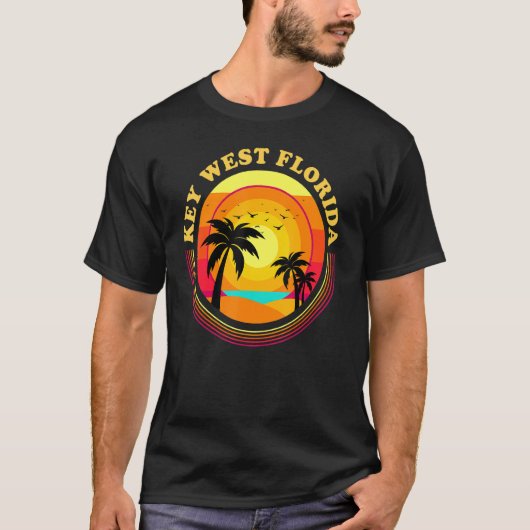 Retro Key West Florida Vacation  Sunset Key T-shirt (Voorkant)
