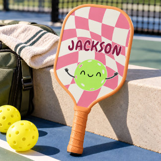 Retro Kids Pickleball Aangepaste Naam & Bijnaam Paddle