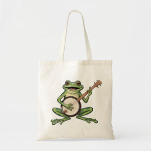 Retro kikker banjo spelend 90s muziek liefhebbers  tote bag