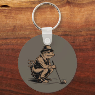 Retro kikker grappige retro kikker golf liefhebber sleutelhanger