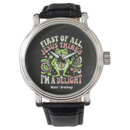  Retro Kikker Jezus Denkt Dat Ik Een Genot Ben Gra Horloge