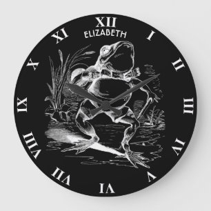 Retro kikker voor doorzichtige schets grote klok