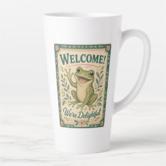 Retro Kikker Welkom Wij Zijn Aardig Kunst Vintage Latte Mok