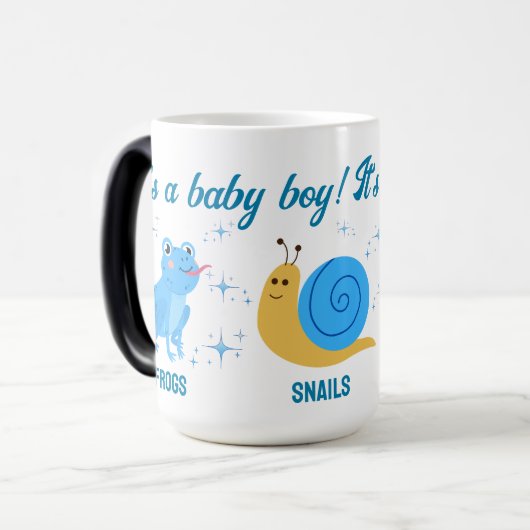 Retro kikkers en slakken gender onthullen dat het magische mok (Voorkant links)