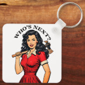 Retro Killer Housewife “Who’s Next?” Keychain (Achterkant)