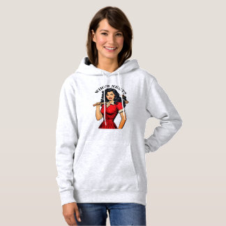 Retro Killer Huisvrouw “Wie is als Volgende?” Hood Hoodie
