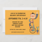 Retro Kinder Circus Verjaardagsuitnodiging Kaart (Achterkant)