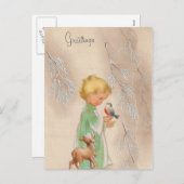  Retro kinder Vakantie Kerst briefkaart (Voorkant / Achterkant)