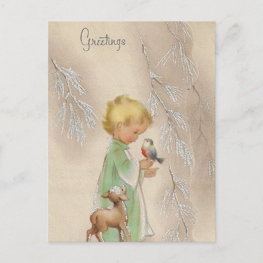  Retro kinder Vakantie Kerst briefkaart (Voorkant)