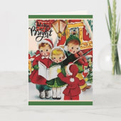 Retro  Kinderen Caroling Custom Christmas Feestdagen Kaart (Voorkant)