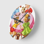 -Retro-kinderfeest Dog Kitten Ronde Klok (Hoek)