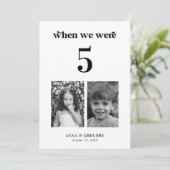 Retro kinderfoto's 5x7 tafelnummer bruiloft (Staand voorkant)