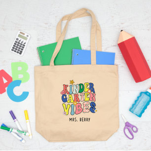 Retro Kindergarten Vibes Teacher Grote Tote Bag