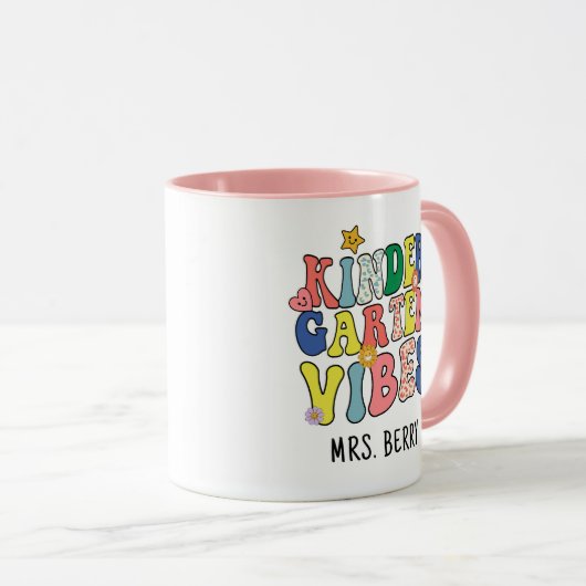 Retro Kindergarten Vibes Teacher Mok (Voorkant rechts)