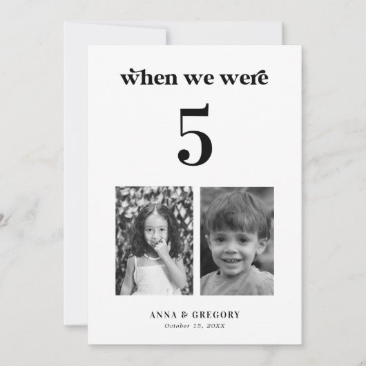 Retro Kindertijd Afbeeldingen 5x7 Trouwtafel Numme Kaart (Voorkant)