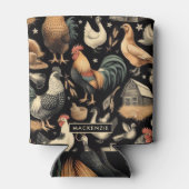 Retro Kip Boerderij Patroon Blikjeskoeler (Achterkant)