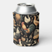 Retro Kip Boerderij Patroon Blikjeskoeler (Blikje Achterkant)