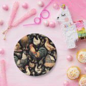 Retro Kip Boerderij Patroon Papieren Bordje (Feest)