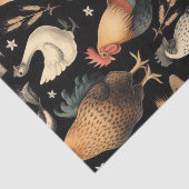 Retro Kip Boerderij Patroon Tissuepapier (Detail)