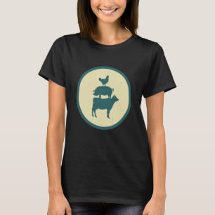 Retro Kip Varken en Koe & Vintage Boerderij Dier T-shirt