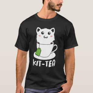 Retro Kit Tea Kitten Cat Tea Drinker Teacup Pun T-shirt