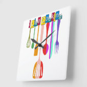 Retro Kitchen Cooking Vierkante Klok (Hoek)