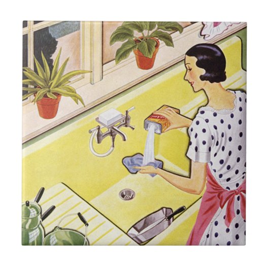 retro Kitchen dame Tegeltje (Voorkant)