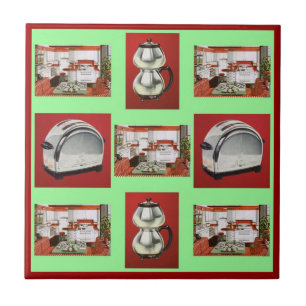  Retro Kitchen toestellen Groen Rood Gr Tile Tegeltje