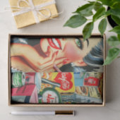 Retro Kitsch Mooi  Meisje Tissuepapier (Geschenk)