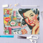 Retro Kitsch Mooi  Meisje Tissuepapier (Craft)