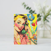 Retro Kitsch Pin Up Briefkaart (Staand voorkant)