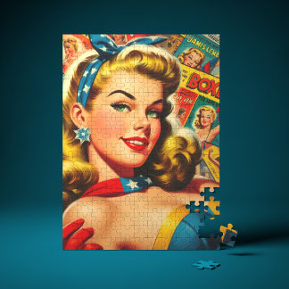 Retro Kitsch Pulp Pin-up Collage Legpuzzel
