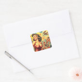 Retro Kitsch Schattigee Pin-up Vierkante Sticker (Envelop)