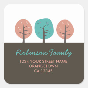 Retro Kitsch Trees Retouradres Stickers