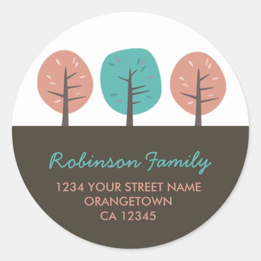 Retro Kitsch Trees Retouradres Stickers (Voorkant)