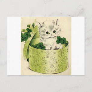  Retro Kitten Saint Patrick's Day Briefkaart