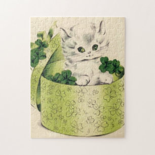 Retro Kitten Saint Patrick's Day Legpuzzel
