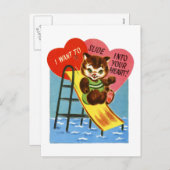 Retro Kitten Valentijn Feestdagenkaart (Voorkant / Achterkant)