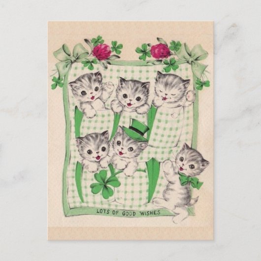  Retro Kittens Saint Patrick's Day Briefkaart (Voorkant)