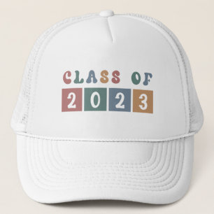 Retro klas van 2023 School Universiteit afstudeerc Trucker Pet
