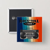 Retro klassiek, boetscapsule, rockmuziek,  vierkante button 5,1 cm (Voorkant /achterkant)