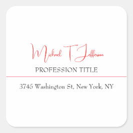 Retro Klassiek Elegant Eenvoudig Rood Wit Vierkante Sticker