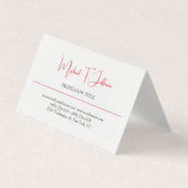 Retro Klassiek Elegant Eenvoudig Rood Wit Visitekaartjes