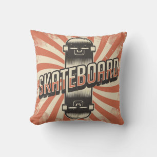 Retro Klassiek Kronge skateboard oranje Kussen