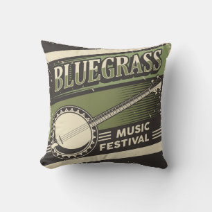 Retro  Klassieke Blue Grass Muziek Kussen